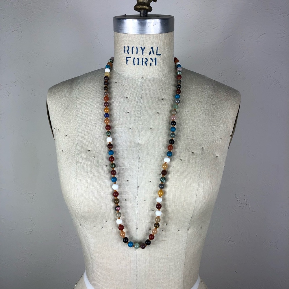 Handmade | Multi colored glass long beaded necklace